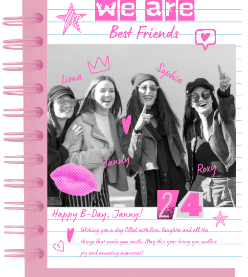 Happy Birthday Best Friends Doodle Collage Greetings Instagram Post