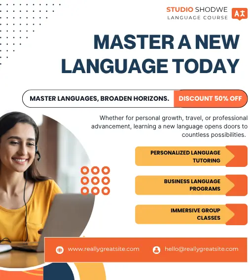 White and Orange Modern Language Course Facebook Post (1)